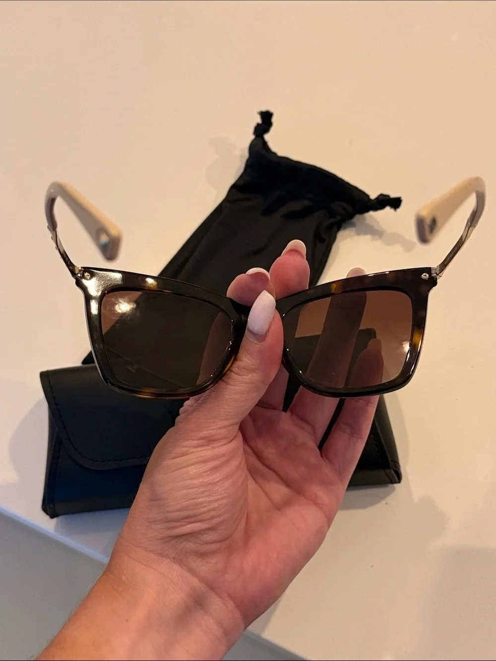 Valentino Rockstud Women’s Tortoiseshell Cat-Eye Sunglasses with Beige Arms